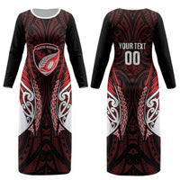 Counties Manukau 2026 Rugby Custom Couples Matching Long Sleeve Bodycon Dress and Hawaiian Shirt NZ Maori Silver Fern LT14 - Polynesian Pride