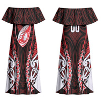 Counties Manukau 2026 Rugby Custom Couples Matching Off Shoulder Maxi Dress and Long Sleeve Button Shirt NZ Maori Silver Fern LT14 - Polynesian Pride