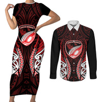 Counties Manukau 2026 Rugby Custom Couples Matching Short Sleeve Bodycon Dress and Long Sleeve Button Shirt NZ Maori Silver Fern