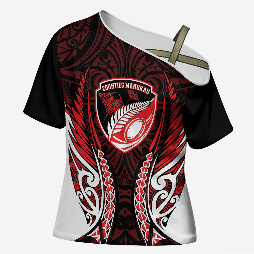 Counties Manukau 2026 Rugby Custom Cross Shoulder Shirt NZ Maori Silver Fern