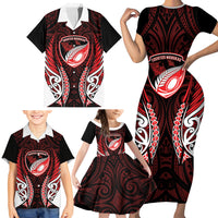 Counties Manukau 2026 Rugby Custom Family Matching Short Sleeve Bodycon Dress and Hawaiian Shirt NZ Maori Silver Fern