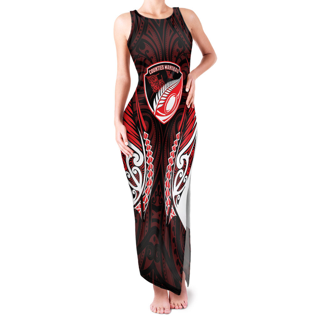 Counties Manukau 2026 Rugby Custom Family Matching Tank Maxi Dress and Hawaiian Shirt NZ Maori Silver Fern
