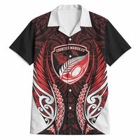 Counties Manukau 2026 Rugby Custom Hawaiian Shirt NZ Maori Silver Fern LT14 Red - Polynesian Pride