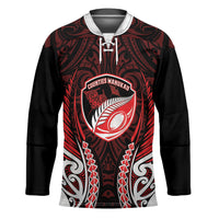 Counties Manukau 2026 Rugby Custom Hockey Jersey NZ Maori Silver Fern LT14 Unisex Red - Polynesian Pride