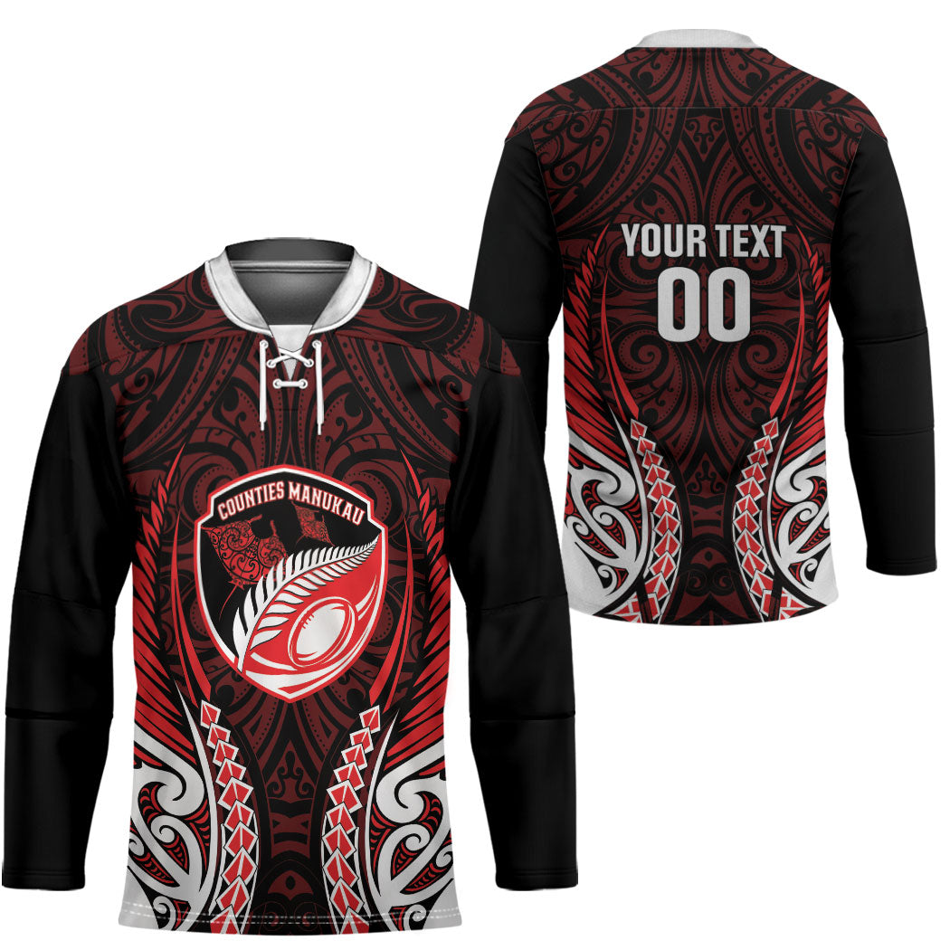 Counties Manukau 2026 Rugby Custom Hockey Jersey NZ Maori Silver Fern LT14 - Polynesian Pride