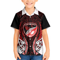 Counties Manukau 2026 Rugby Custom Kid Hawaiian Shirt NZ Maori Silver Fern LT14 Kid Red - Polynesian Pride