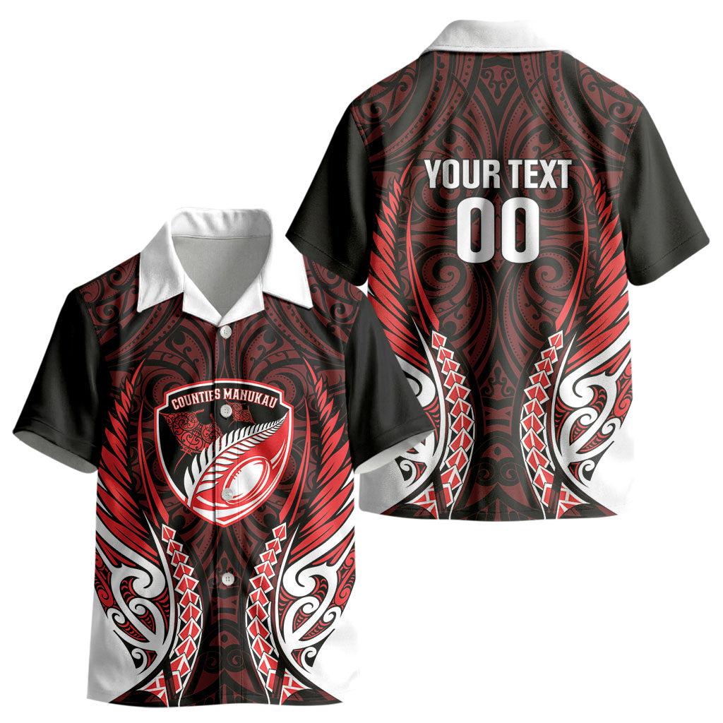 Counties Manukau 2026 Rugby Custom Kid Hawaiian Shirt NZ Maori Silver Fern LT14 - Polynesian Pride