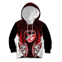 Counties Manukau 2026 Rugby Custom Kid Hoodie NZ Maori Silver Fern LT14 Hoodie Red - Polynesian Pride