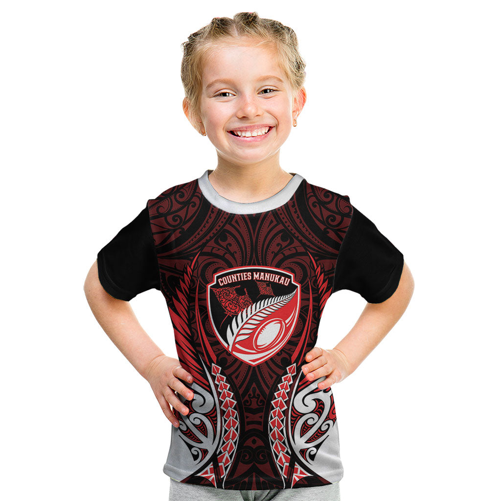 Counties Manukau 2026 Rugby Custom Kid T Shirt NZ Maori Silver Fern