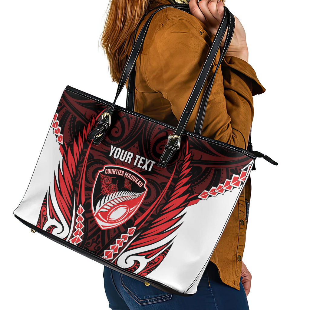 Counties Manukau 2026 Rugby Custom Leather Tote Bag NZ Maori Silver Fern