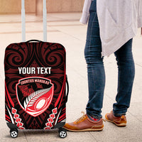 Counties Manukau 2026 Rugby Custom Luggage Cover NZ Maori Silver Fern LT14 Red - Polynesian Pride