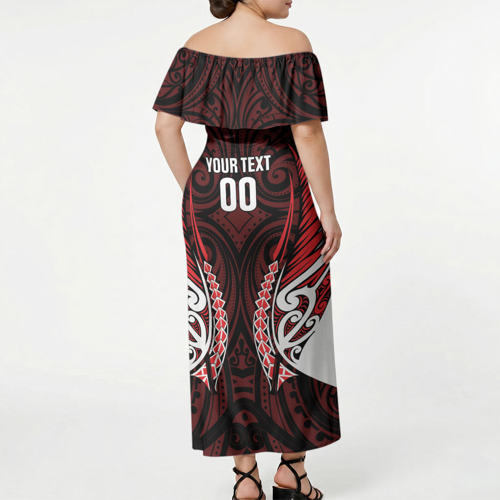 Counties Manukau 2026 Rugby Custom Off Shoulder Maxi Dress NZ Maori Silver Fern LT14 - Polynesian Pride
