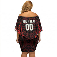 Counties Manukau 2026 Rugby Custom Off Shoulder Short Dress NZ Maori Silver Fern LT14 - Polynesian Pride