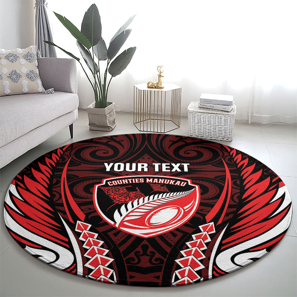 Counties Manukau 2026 Rugby Custom Round Carpet NZ Maori Silver Fern