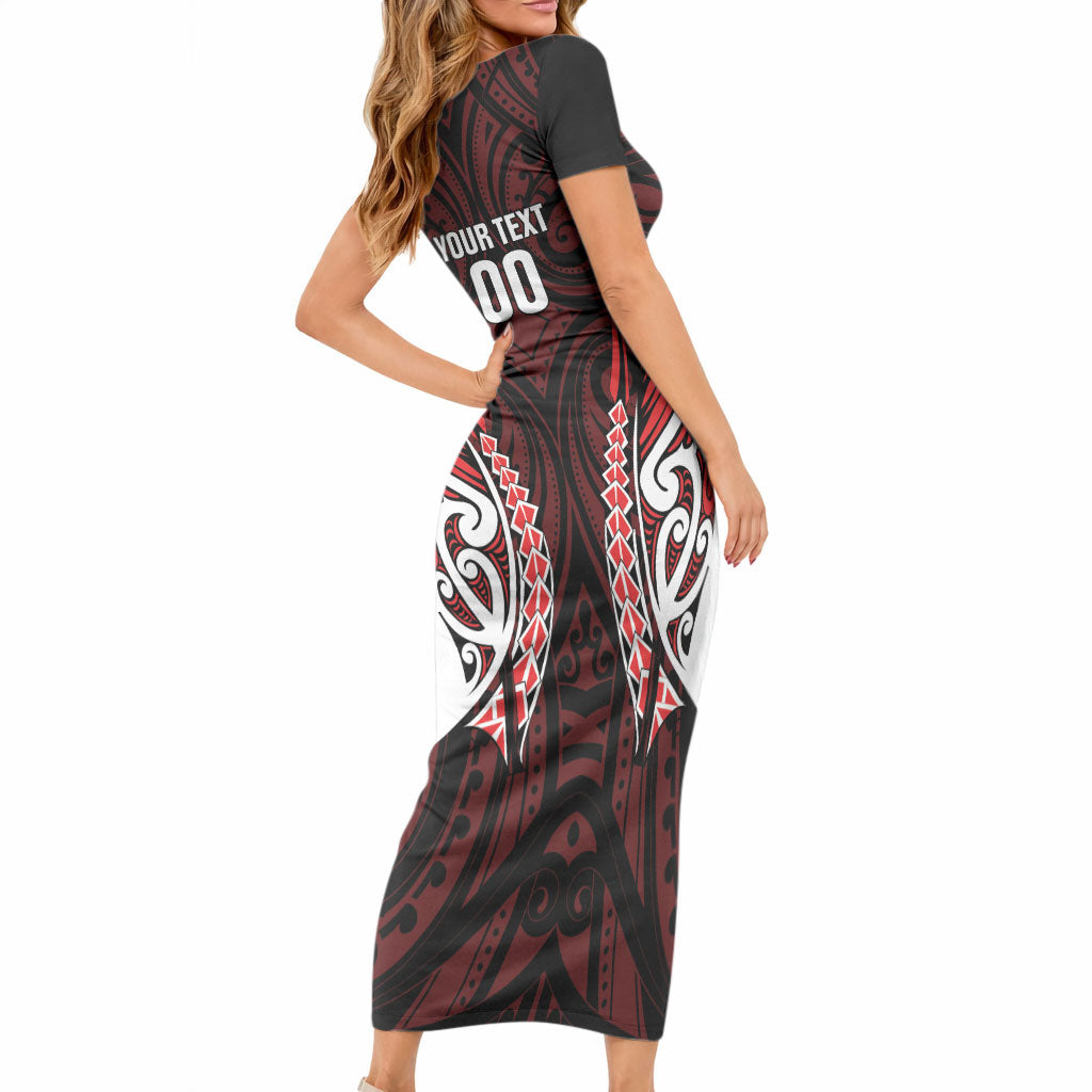 Counties Manukau 2026 Rugby Custom Short Sleeve Bodycon Dress NZ Maori Silver Fern LT14 - Polynesian Pride