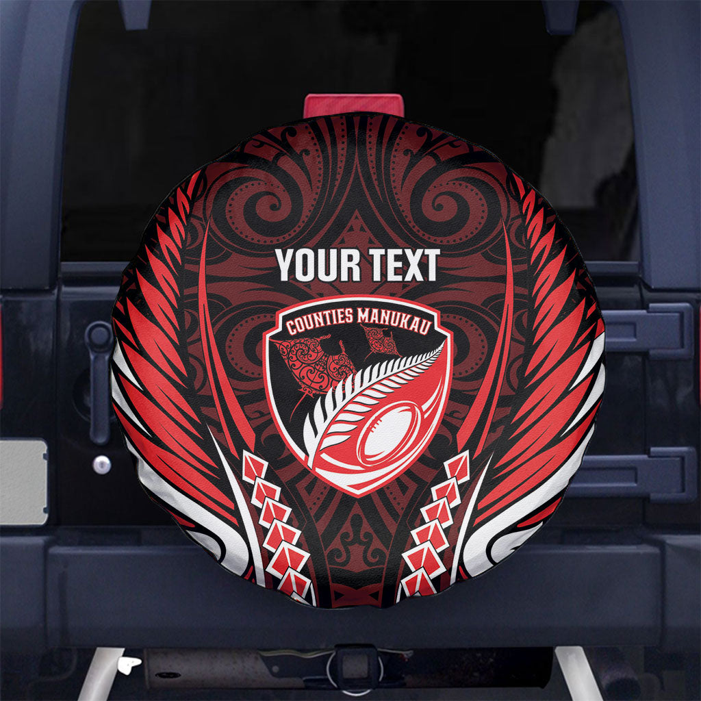 Counties Manukau 2026 Rugby Custom Spare Tire Cover NZ Maori Silver Fern LT14 No hole Red - Polynesian Pride