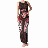 Counties Manukau 2026 Rugby Custom Tank Maxi Dress NZ Maori Silver Fern LT14 Women Red - Polynesian Pride