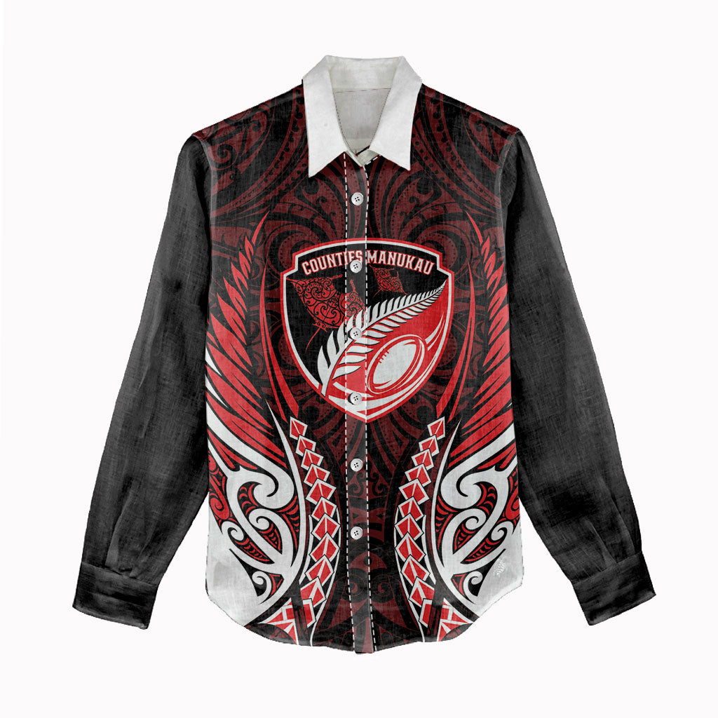 Counties Manukau 2026 Rugby Custom Women Casual Shirt NZ Maori Silver Fern LT14 - Polynesian Pride