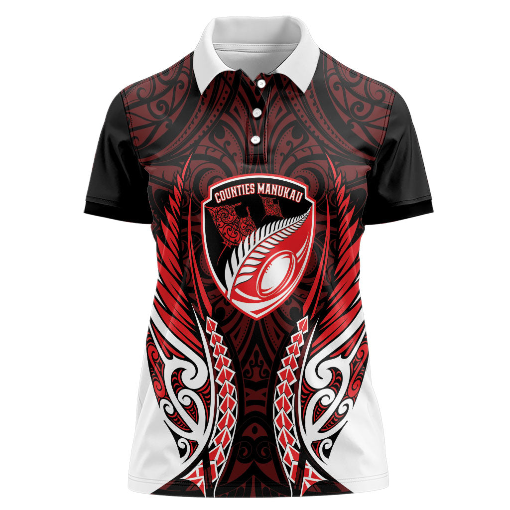 Counties Manukau 2026 Rugby Custom Women Polo Shirt NZ Maori Silver Fern