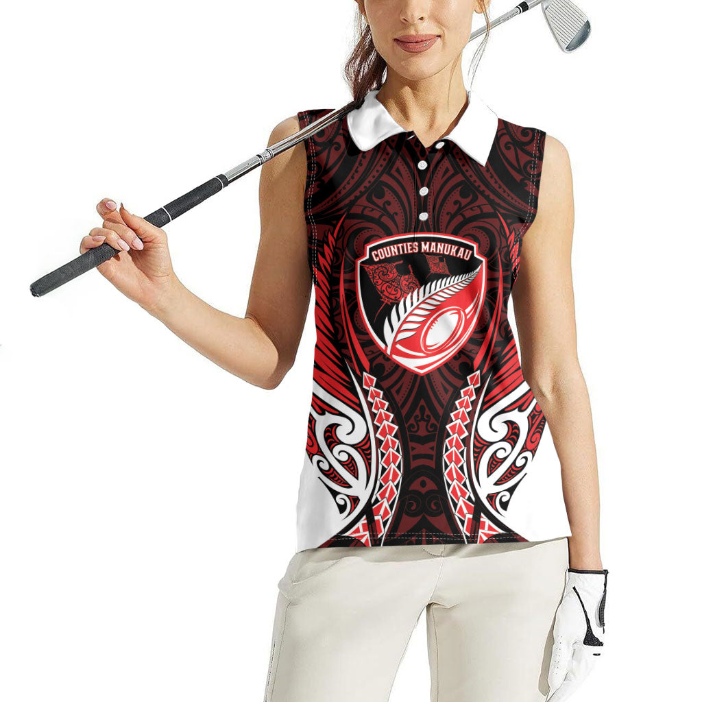 Counties Manukau 2026 Rugby Custom Women Sleeveless Polo Shirt NZ Maori Silver Fern