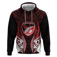 Counties Manukau 2026 Rugby Custom Zip Hoodie NZ Maori Silver Fern LT14 Pullover Hoodie Red - Polynesian Pride