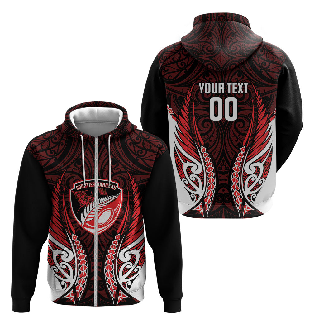 Counties Manukau 2026 Rugby Custom Zip Hoodie NZ Maori Silver Fern LT14 - Polynesian Pride