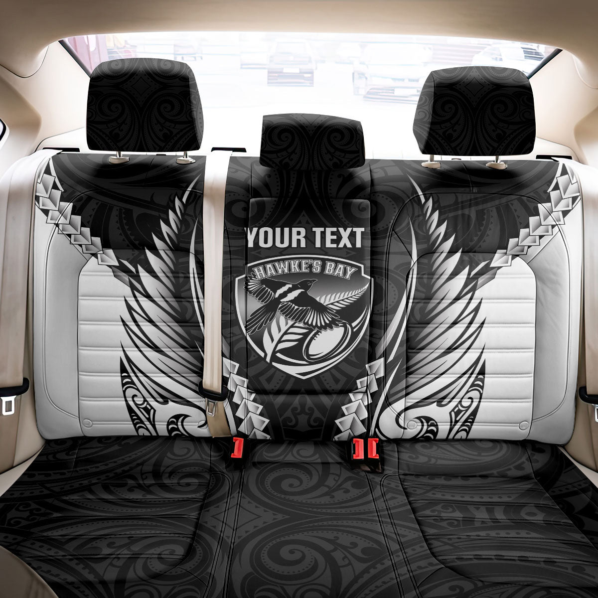Hawke's Bay 2026 Rugby Custom Back Car Seat Cover NZ Maori Silver Fern