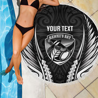 Hawke's Bay 2026 Rugby Custom Beach Blanket NZ Maori Silver Fern