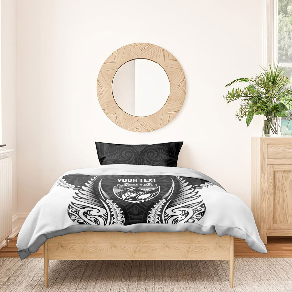 Hawke's Bay 2026 Rugby Custom Bedding Set NZ Maori Silver Fern