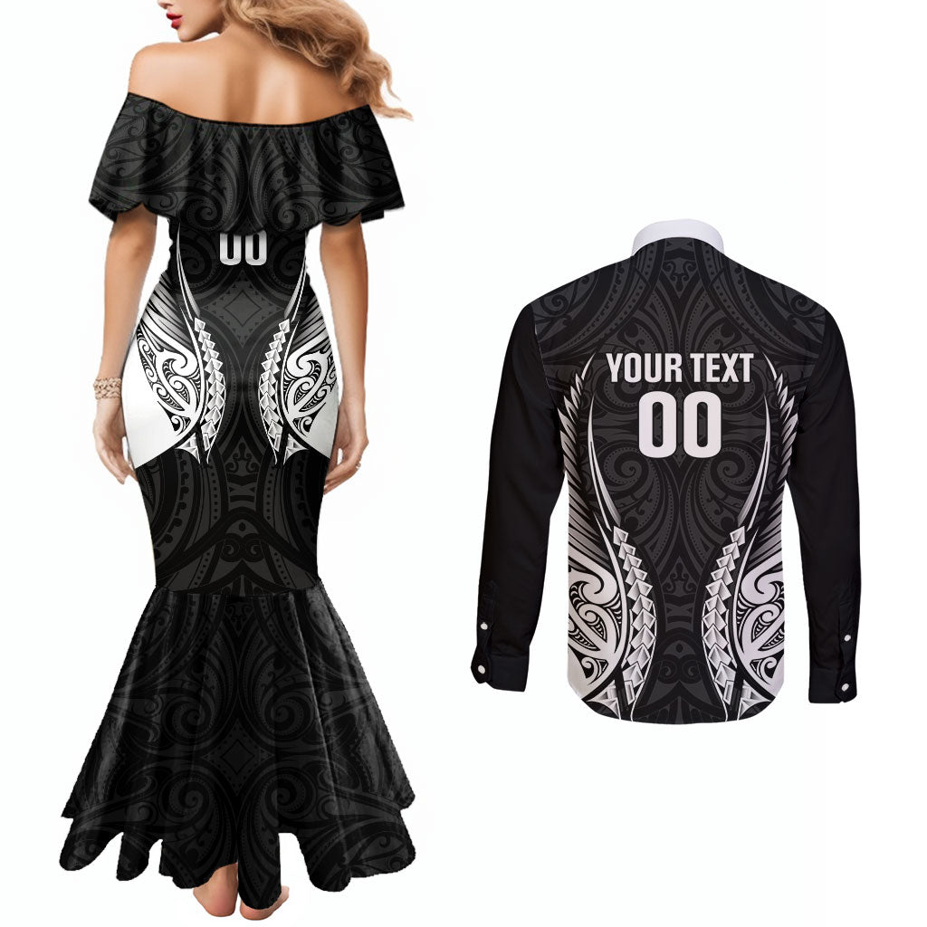 Hawke's Bay 2026 Rugby Custom Couples Matching Mermaid Dress and Long Sleeve Button Shirt NZ Maori Silver Fern
