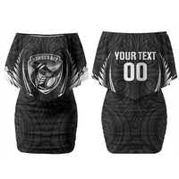 Hawke's Bay 2026 Rugby Custom Couples Matching Off Shoulder Short Dress and Hawaiian Shirt NZ Maori Silver Fern LT14 - Polynesian Pride