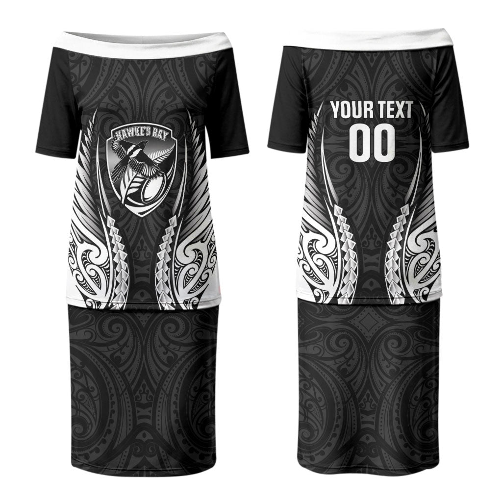 Hawke's Bay 2026 Rugby Custom Couples Matching Puletasi and Long Sleeve Button Shirt NZ Maori Silver Fern LT14 - Polynesian Pride
