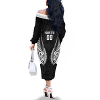 Hawke's Bay 2026 Rugby Custom Family Matching Off The Shoulder Long Sleeve Dress and Hawaiian Shirt NZ Maori Silver Fern