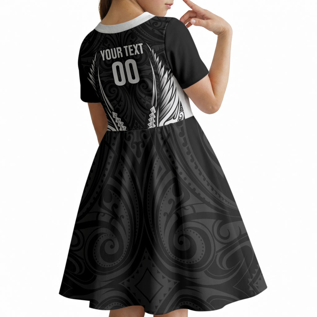 Hawke's Bay 2026 Rugby Custom Kid Short Sleeve Dress NZ Maori Silver Fern LT14 - Polynesian Pride