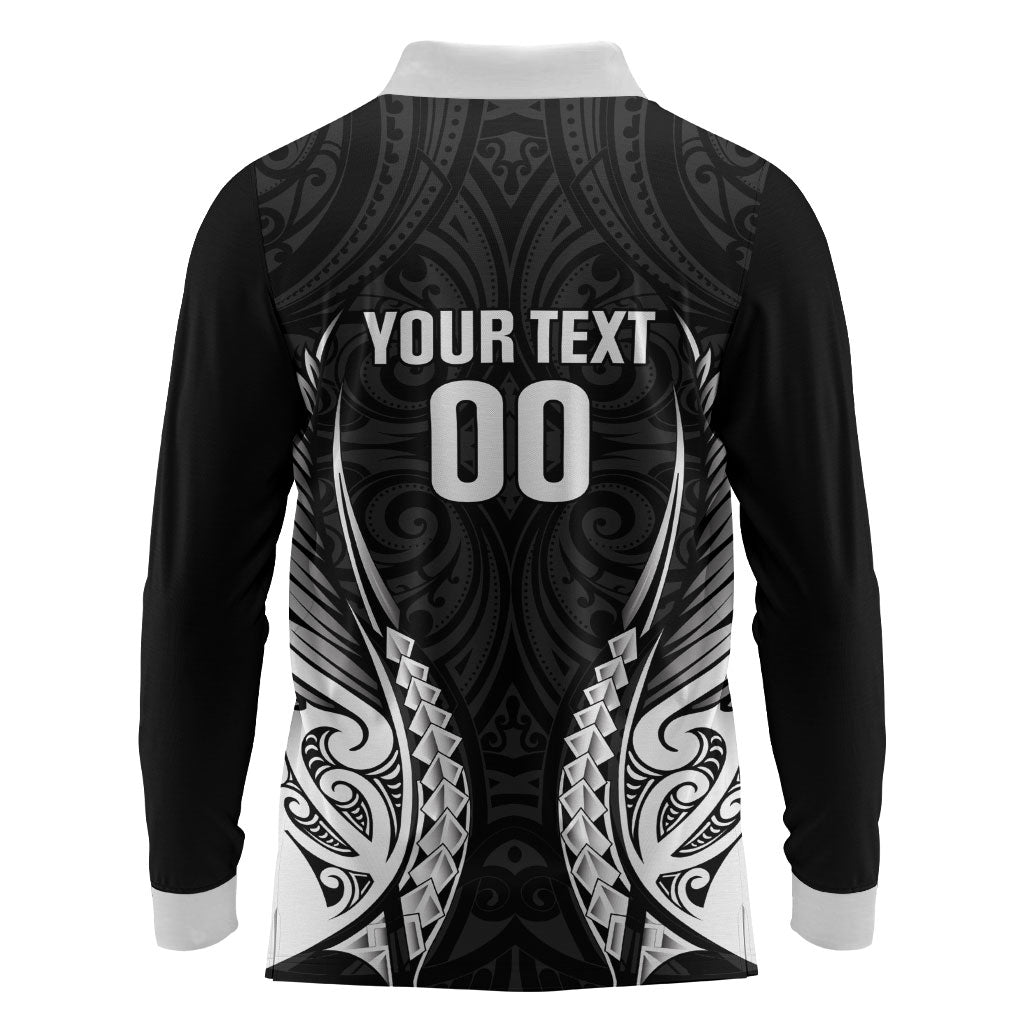 Hawke's Bay 2026 Rugby Custom Long Sleeve Polo Shirt NZ Maori Silver Fern LT14 - Polynesian Pride