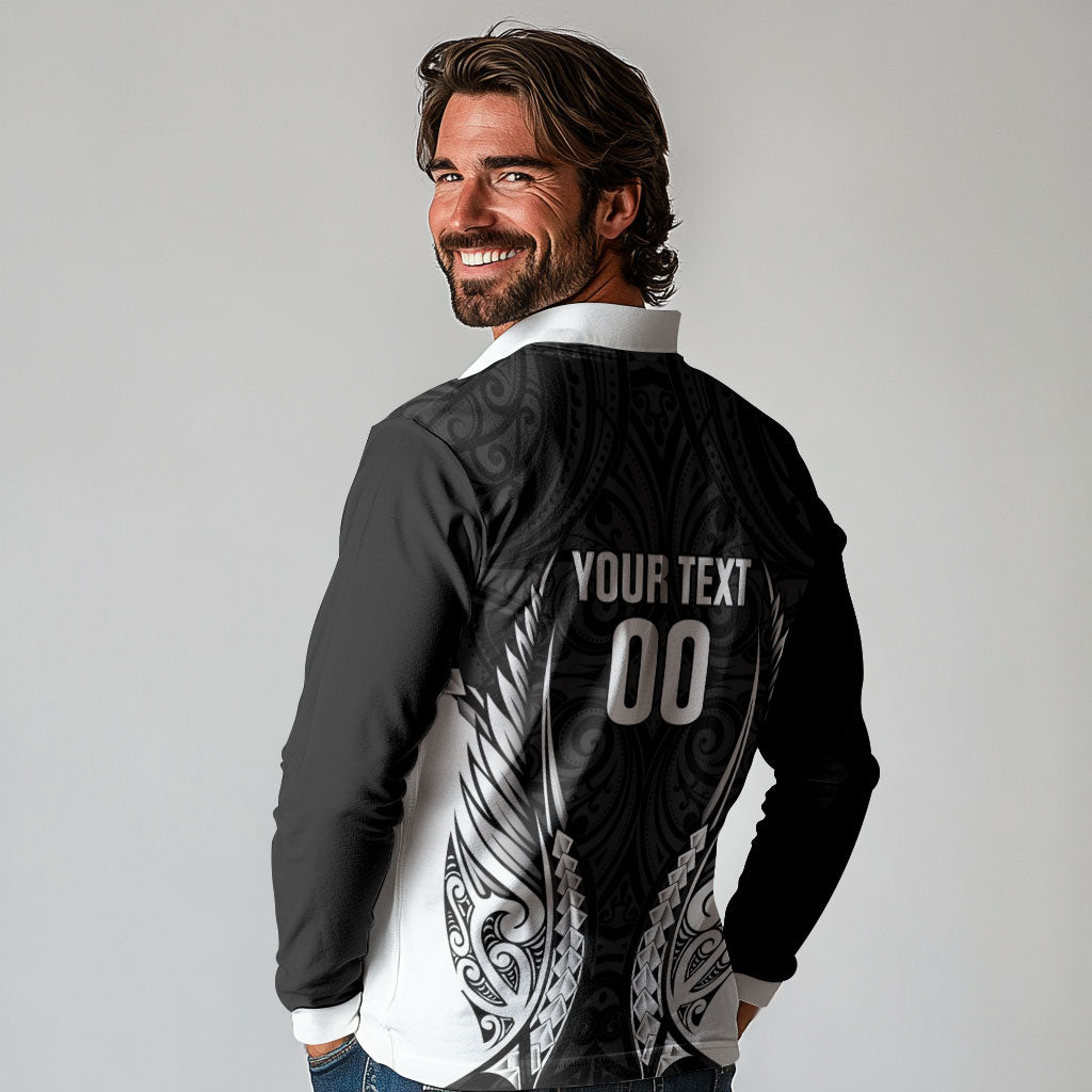 Hawke's Bay 2026 Rugby Custom Long Sleeve Polo Shirt NZ Maori Silver Fern LT14 - Polynesian Pride