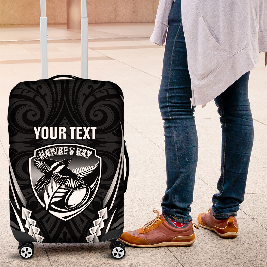 Hawke's Bay 2026 Rugby Custom Luggage Cover NZ Maori Silver Fern LT14 Black - Polynesian Pride