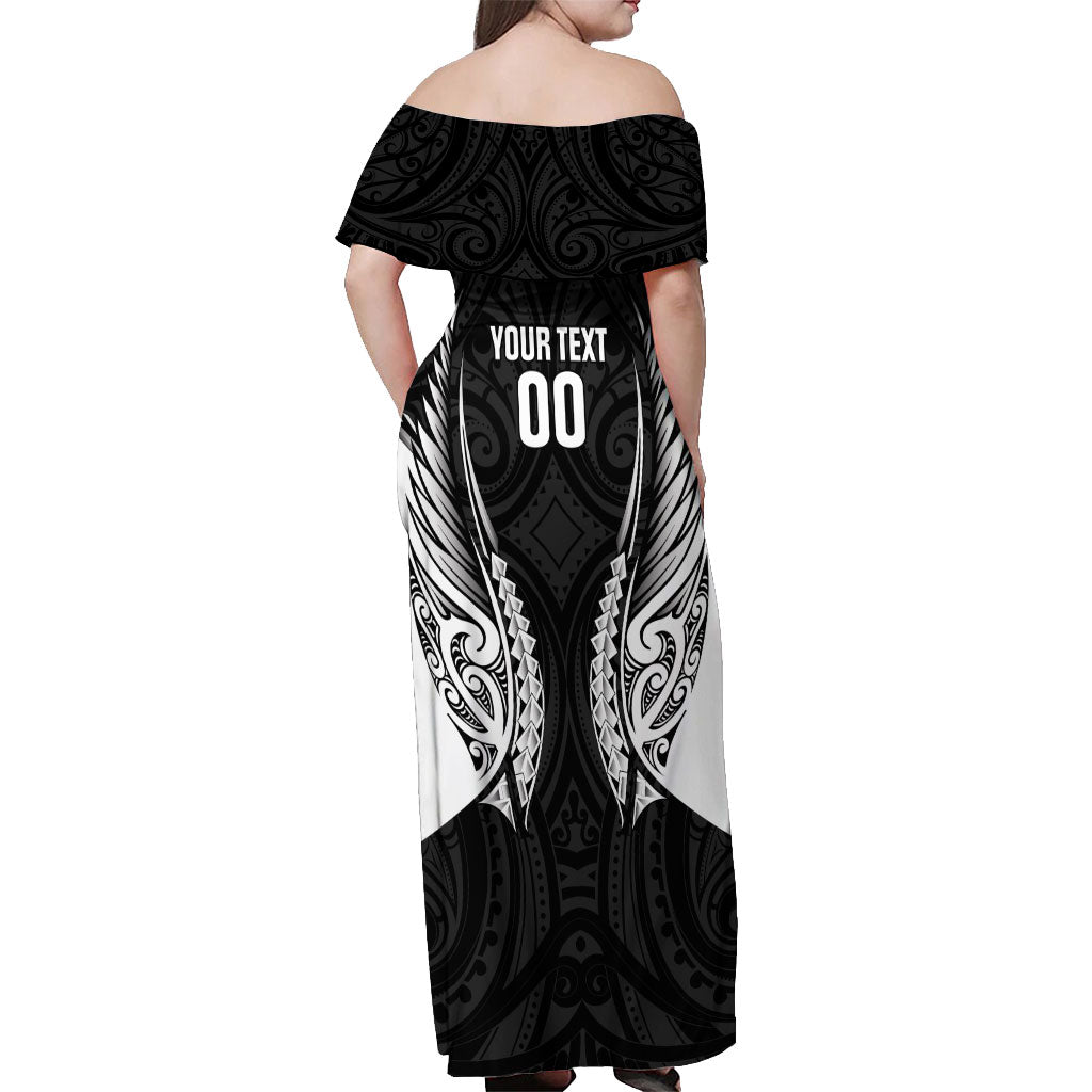 Hawke's Bay 2026 Rugby Custom Off Shoulder Maxi Dress NZ Maori Silver Fern