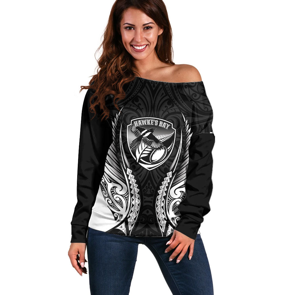 Hawke's Bay 2026 Rugby Custom Off Shoulder Sweater NZ Maori Silver Fern