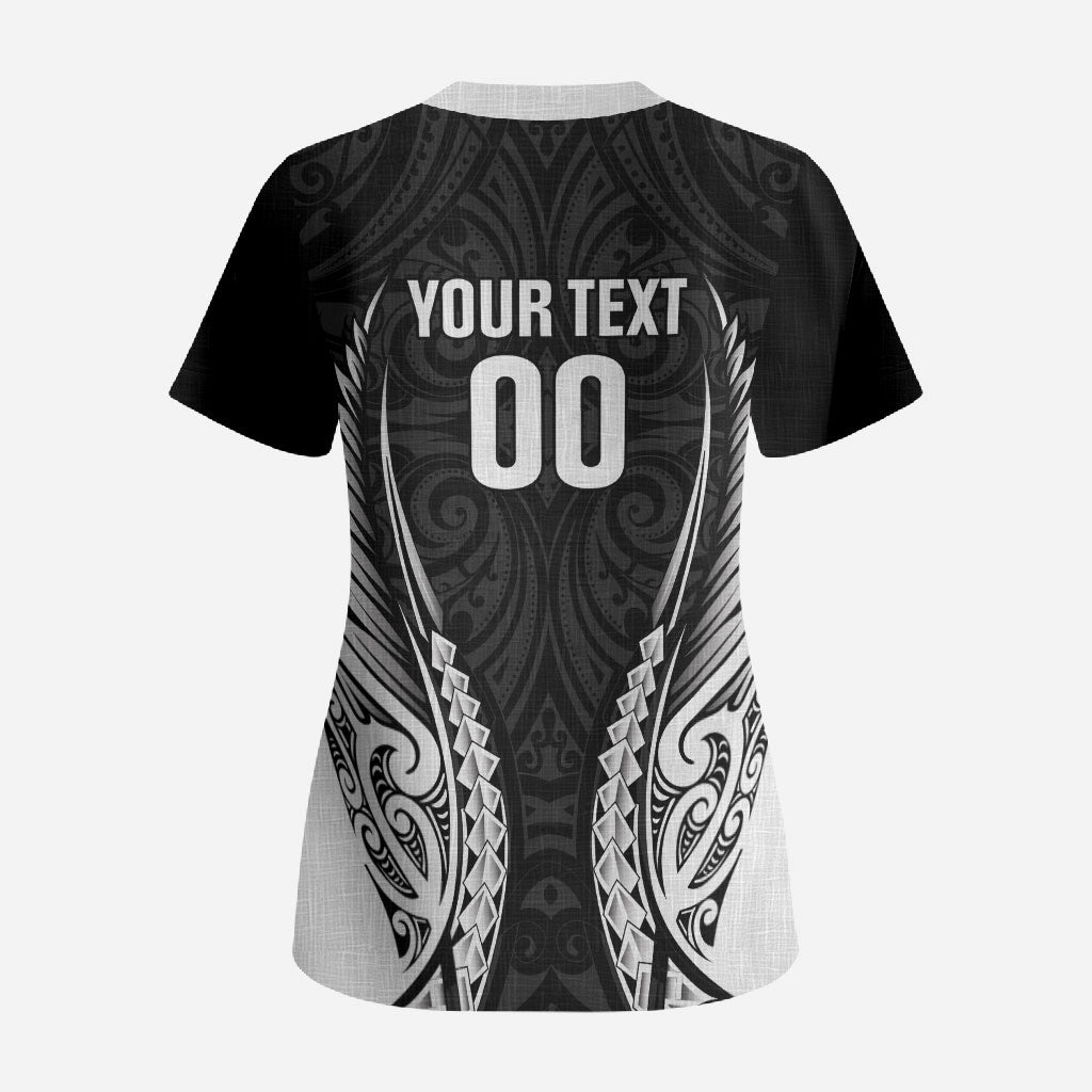 Hawke's Bay 2026 Rugby Custom Scrub Top NZ Maori Silver Fern