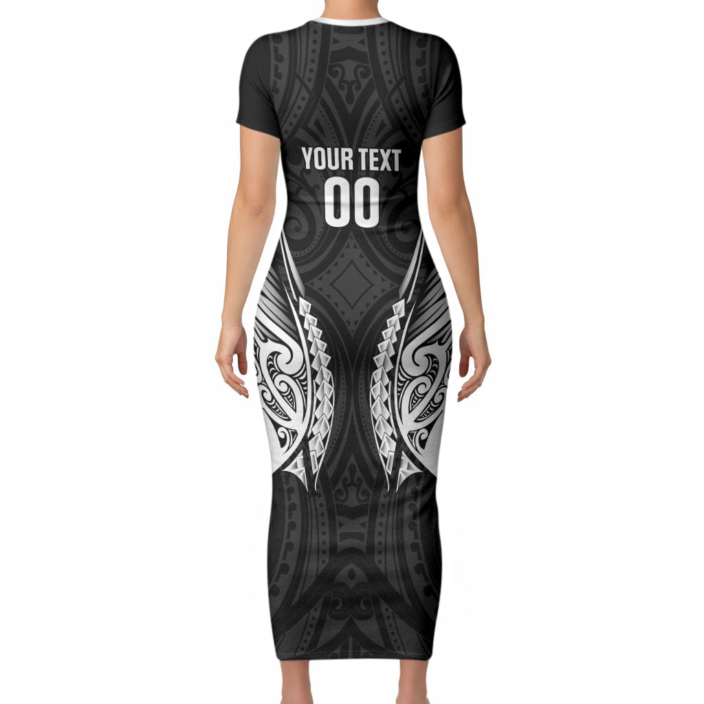 Hawke's Bay 2026 Rugby Custom Short Sleeve Bodycon Dress NZ Maori Silver Fern LT14 - Polynesian Pride