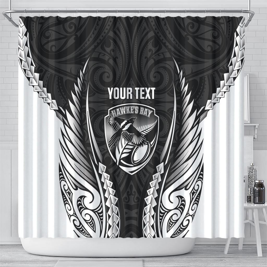 Hawke's Bay 2026 Rugby Custom Shower Curtain NZ Maori Silver Fern