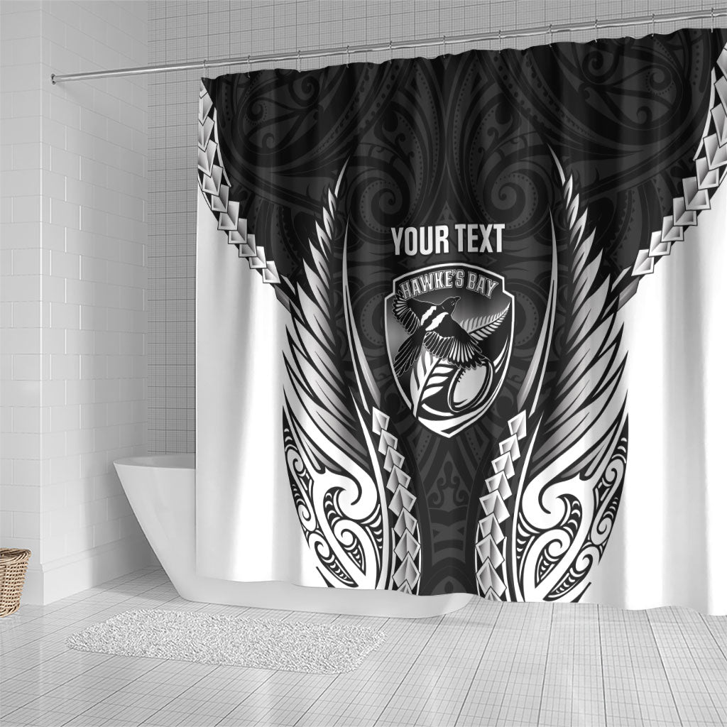 Hawke's Bay 2026 Rugby Custom Shower Curtain NZ Maori Silver Fern