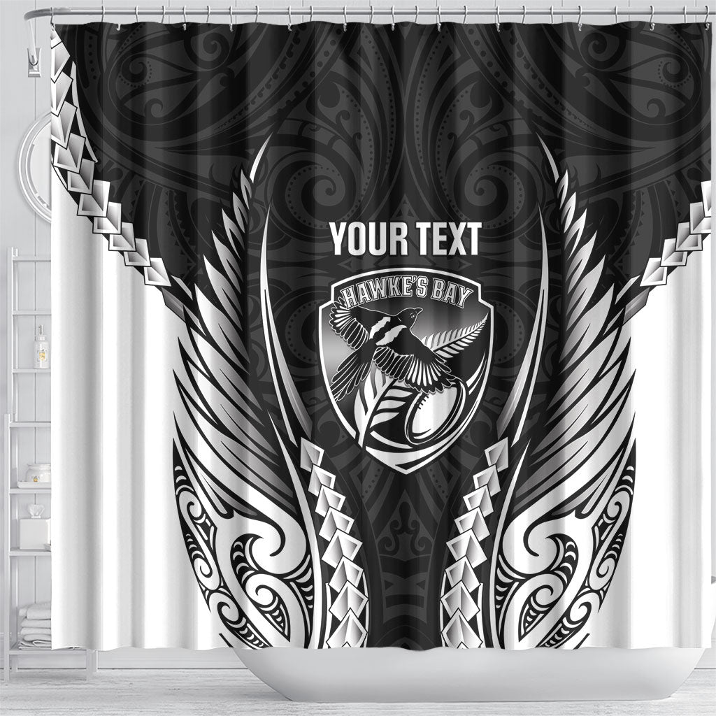 Hawke's Bay 2026 Rugby Custom Shower Curtain NZ Maori Silver Fern