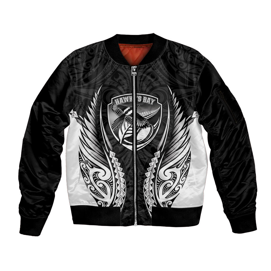 Hawke's Bay 2026 Rugby Custom Sleeve Zip Bomber Jacket NZ Maori Silver Fern