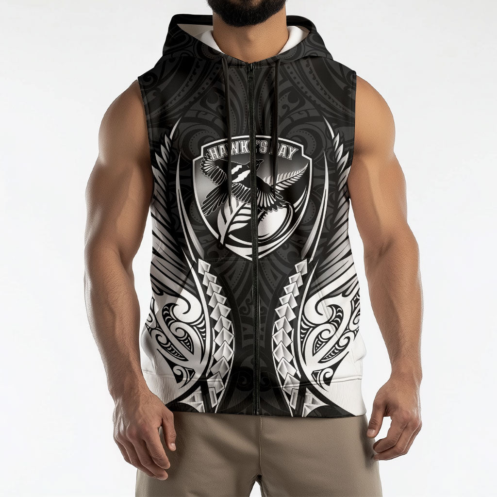 Hawke's Bay 2026 Rugby Custom Sleeveless Zip Hoodie NZ Maori Silver Fern LT14 - Polynesian Pride