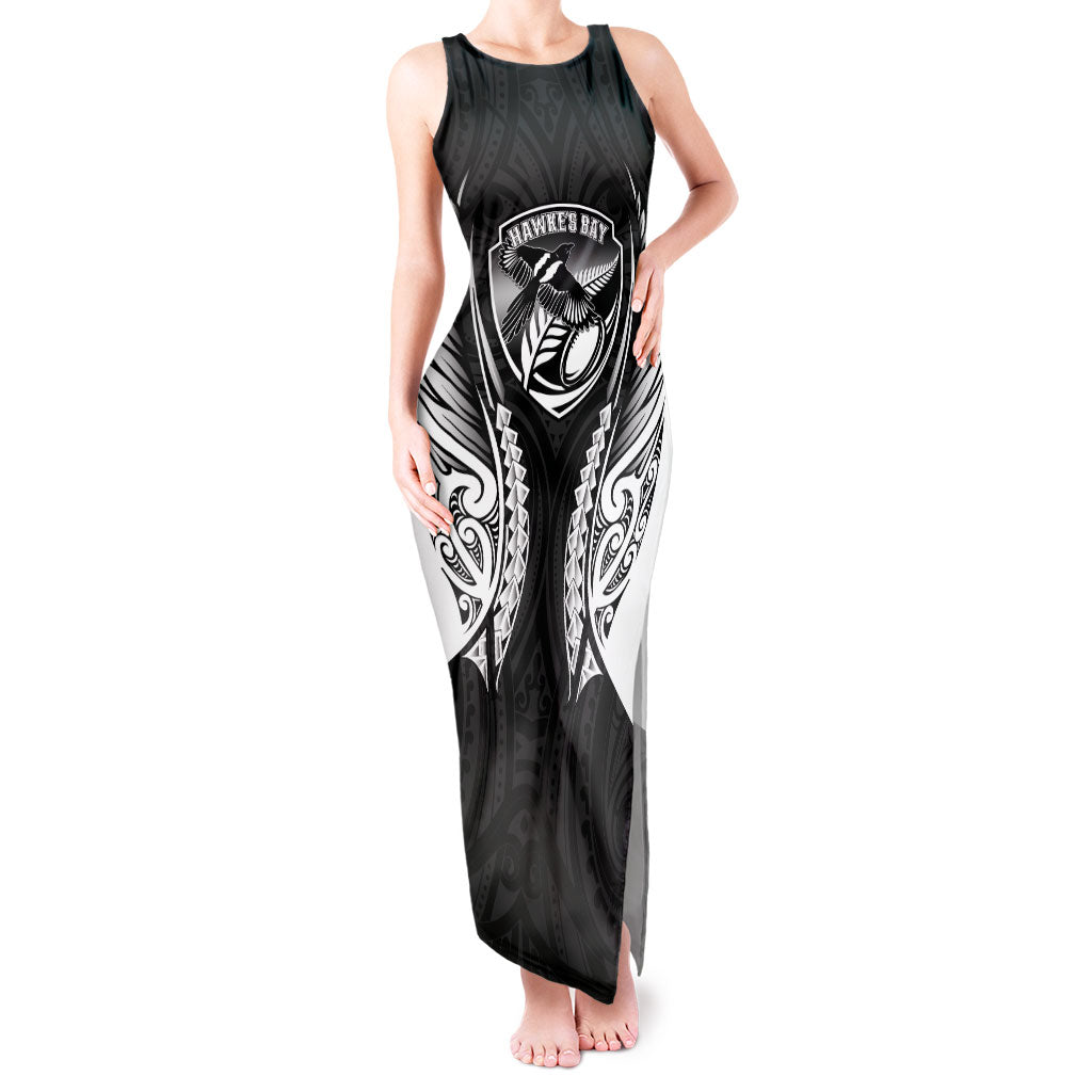 Hawke's Bay 2026 Rugby Custom Tank Maxi Dress NZ Maori Silver Fern LT14 Women Black - Polynesian Pride