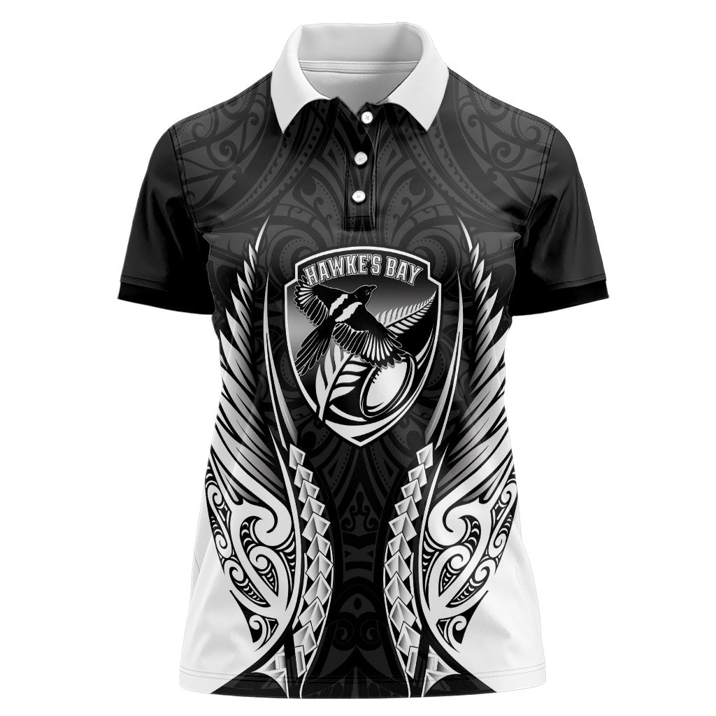 Hawke's Bay 2026 Rugby Custom Women Polo Shirt NZ Maori Silver Fern LT14 Female Black - Polynesian Pride