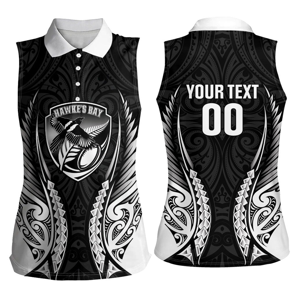 Hawke's Bay 2026 Rugby Custom Women Sleeveless Polo Shirt NZ Maori Silver Fern LT14 - Polynesian Pride