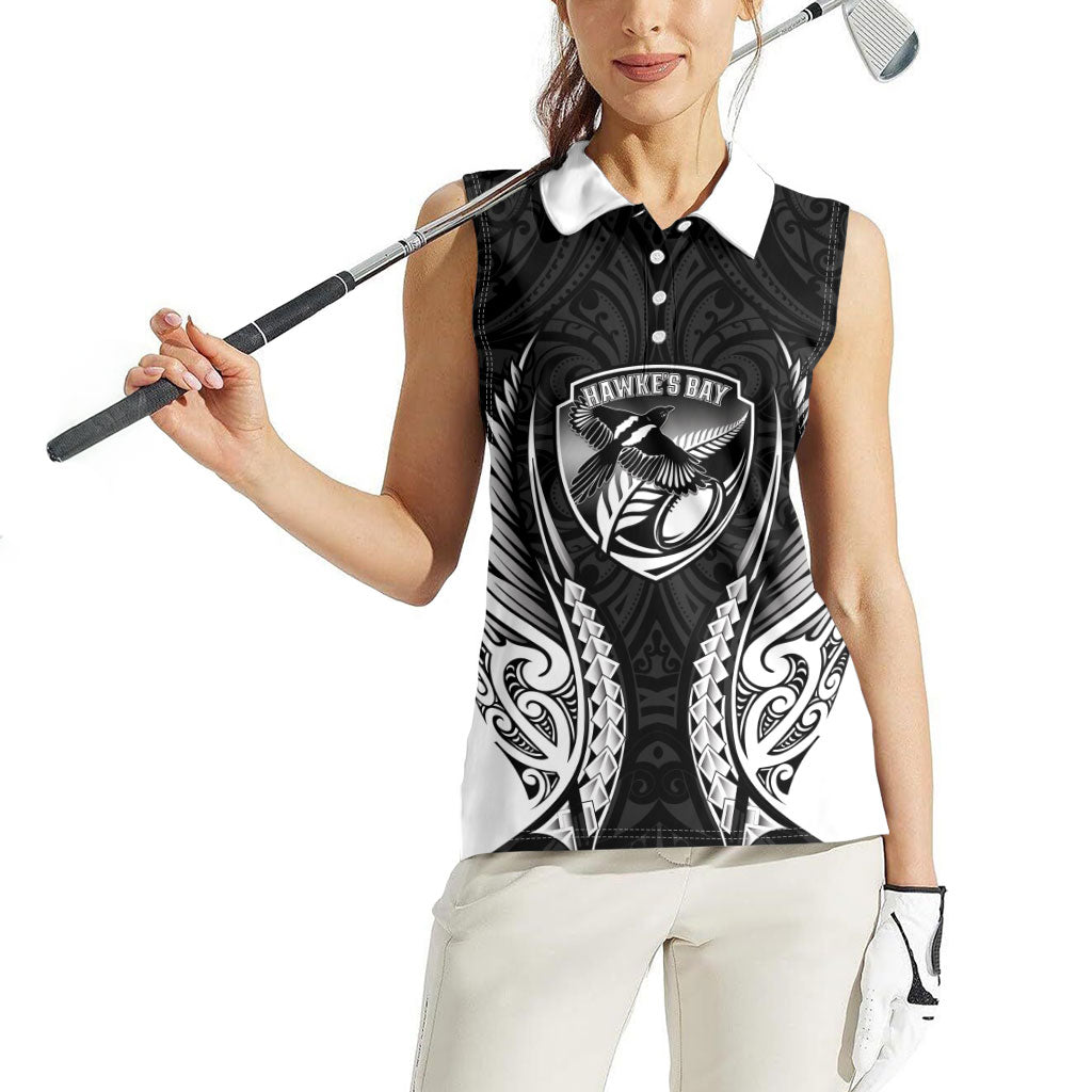 Hawke's Bay 2026 Rugby Custom Women Sleeveless Polo Shirt NZ Maori Silver Fern LT14 - Polynesian Pride